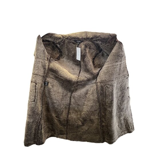 Y2K Brown Suede Penny Lane Coat Faux Sherpa Lining Fur Collar & Cuffs - Picture 11 of 12